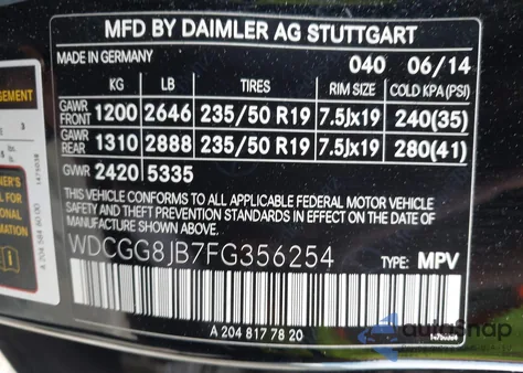 2015 Mercedes-Benz Glk 350 4Matic z USA, uszkodzony, nr VIN WDCGG8JB7FG356254